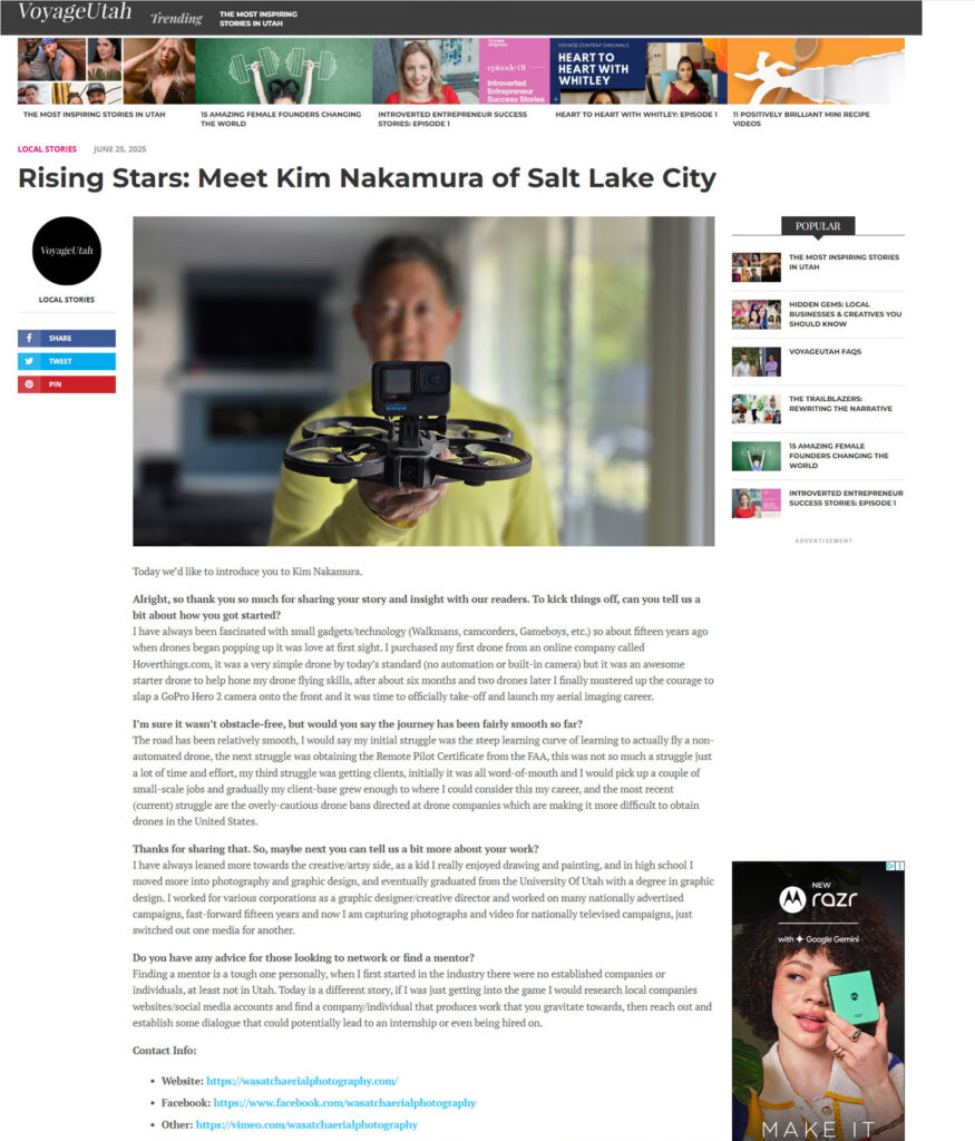 Voyage Utah Magazine - Wasatch Aerial Photography